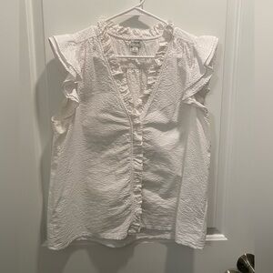 J.Crew Women's Ruffled White Top